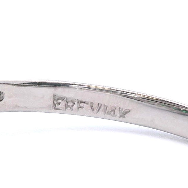 1950s 14k White Gold Pear Shaped Diamond and Emerald Ring With Gia Report Size 8.75 For Sale - Image 11 of 11