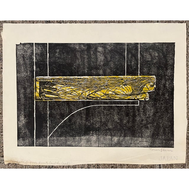 Thomas Elsner (born 1921) "Lift Your Hearts (and the Road)" MCM woodcut on thin paper, pencil signed, titled and marked as...