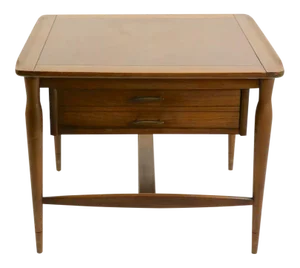 One Drawer Mid Century Table Attributed to Bassett