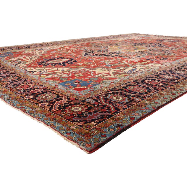 79677 Antique Persian Serapi Rug, 12'00 x 18'04. The Regal Crown: A Late 19th Century Persian Serapi Masterpiece of...