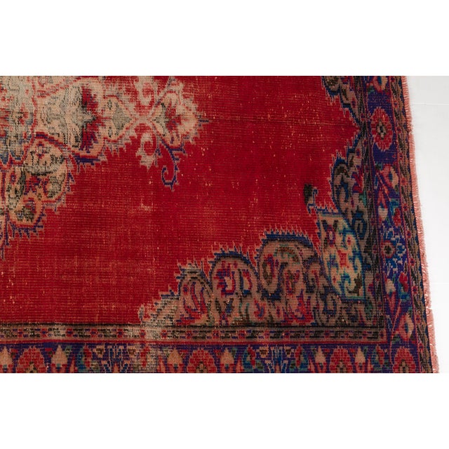Textile Faded Oushak Wool Carpet For Sale - Image 7 of 9