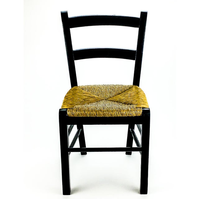 90’s Black Painted Children’s Side Chair With Rattan Seat For Sale In Portland, ME - Image 6 of 9