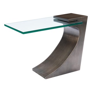 Modern Greg Sheres Style Walnut and Bronze Cocktail Table For Sale