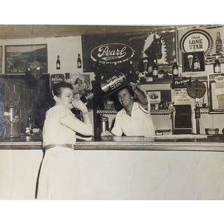 Vintage 1950's Original Photograph Texas Bar Giant Lone Star Bottle Pearl For Sale