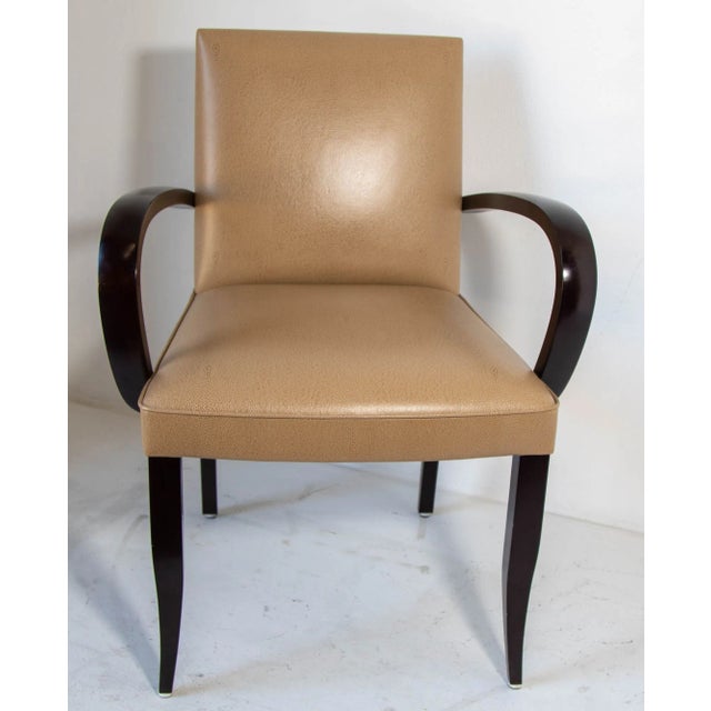 Dakota Jackson Leather Club PFM Art Deco Style Bridge Armchair. Dakota Jackson PFM armchair in the manner of 1920s art...
