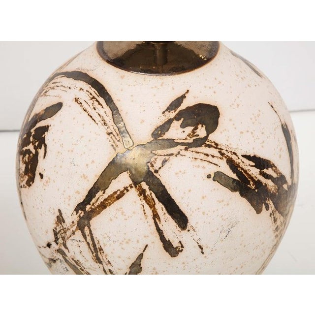 Large Pair of Raku Ware Lamps Designed for Steve Chase For Sale - Image 9 of 13