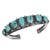 7" 20's-30's Navajo silver turquoise row cuff bracelet 5 7/8" end to end plus 1 1/8" gap. All stones secure in bezels, two...