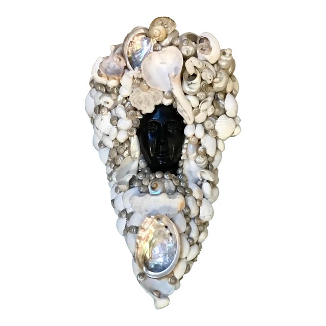 1960s Black Mermaid Shell Embellished Wall Sconce For Sale