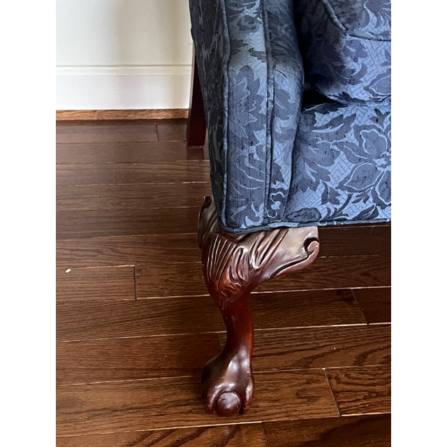 Vintage Conover Sapphire Blue Chippendale Style Camelback Settee Sofa For Sale - Image 10 of 15