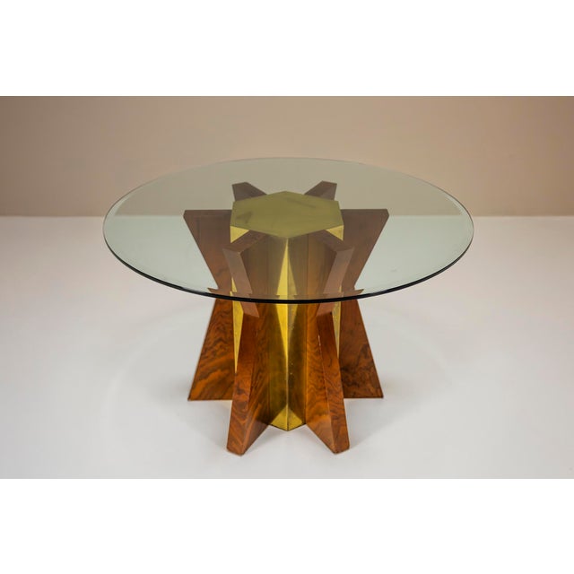 Dining Table with Round Glass Top by Tommaso Barbi, 1970s For Sale - Image 16 of 16