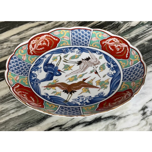 Made in Japan Imari Crane Motif Large Bowl For Sale - Image 15 of 18