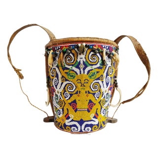 Antique Bahau Dayak Borneo Beaded Artifact For Sale