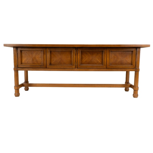 Mid-Century Modern 1970s Drexel Compatibles Low Walnut Credenza Sideboard Buffet Cabinet Mid Century Modern For Sale - Image 3 of 17