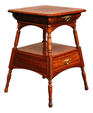 Antique Side Table in Wood and Brass