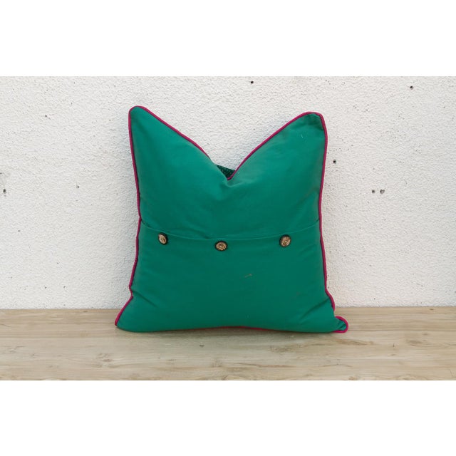 1990s Tavi Green Dotted Ahir Handloom Pillow For Sale - Image 5 of 6
