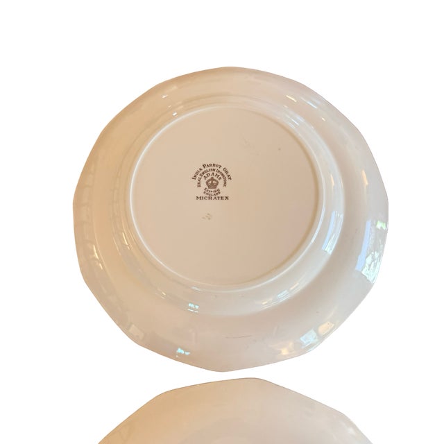 Ceramic Vintage Adams India Parrot Gray Chinoiserie Ironstone Dinner Plates, Pair For Sale - Image 7 of 7