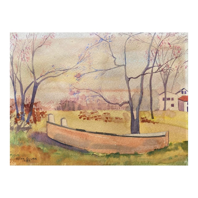 1939 Edith Owen Watercolor Landscape For Sale
