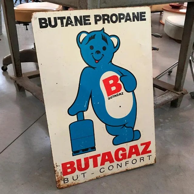 French Glazed Advertising Butagaz Sign, 1950s For Sale - Image 4 of 7
