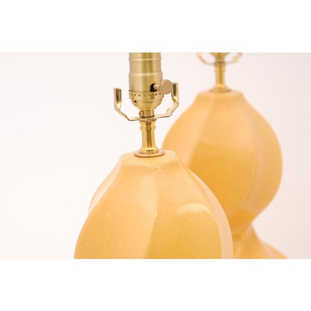 Beautiful Yellow Crackle Ceramic Double Gourds, Circa 1970s For Sale - Image 9 of 11
