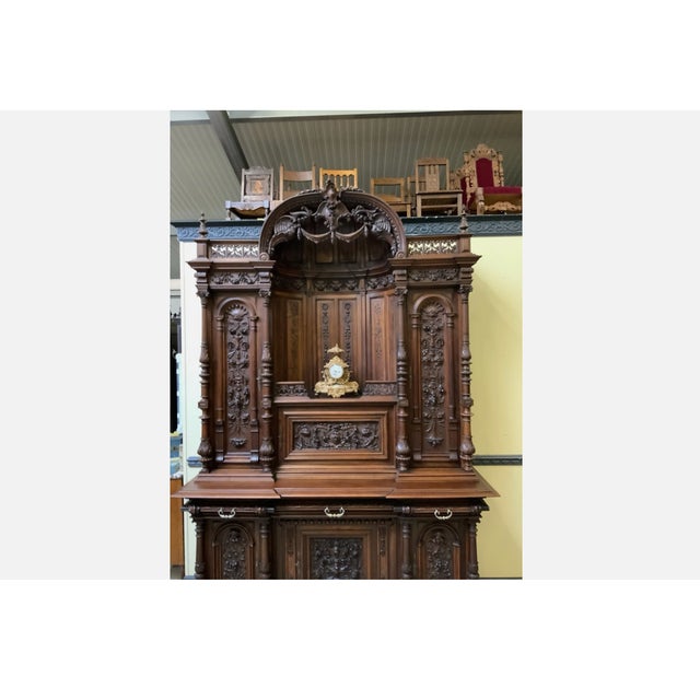 Brown Neo-Renaissance Column Buffet, 1880s For Sale - Image 8 of 13