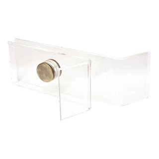 Karl Springer Sculptural Lucite Cocktail Table Base With Brass Caps, 1980's For Sale