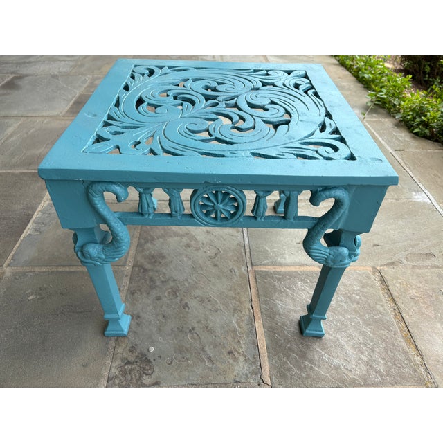 Vintage-Styled After Kenneth Lynch Star and Dolphin Design Cast Aluminum Side Table -Rust and Salt-Air Resistant For Sale - Image 4 of 7