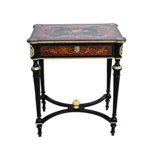 Small Louis XVI Style Darkened Pearwood & Thuya Burl Side Table, 19th Century For Sale