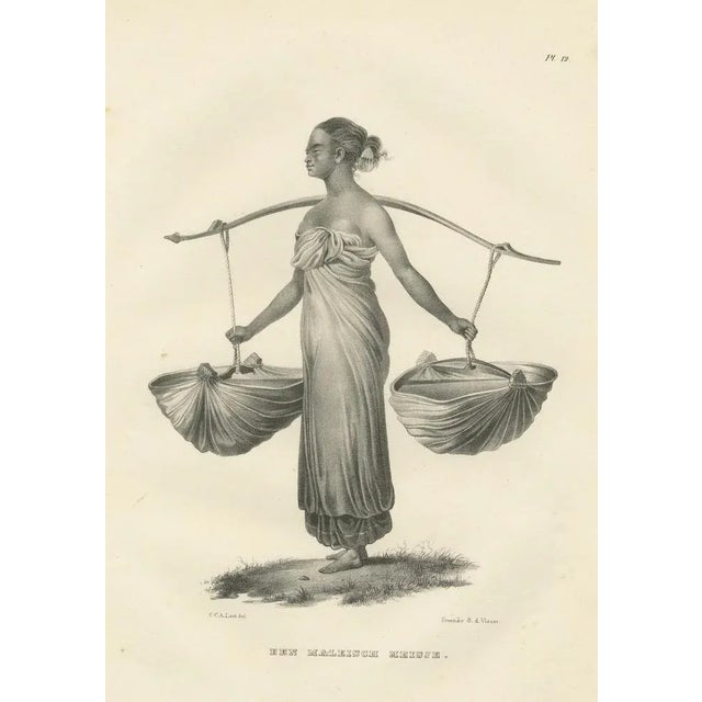 Mid 19th Century Karl Joseph Brodtmann, Malaysian Girl Carrying Goods, 1836, Paper For Sale - Image 5 of 7