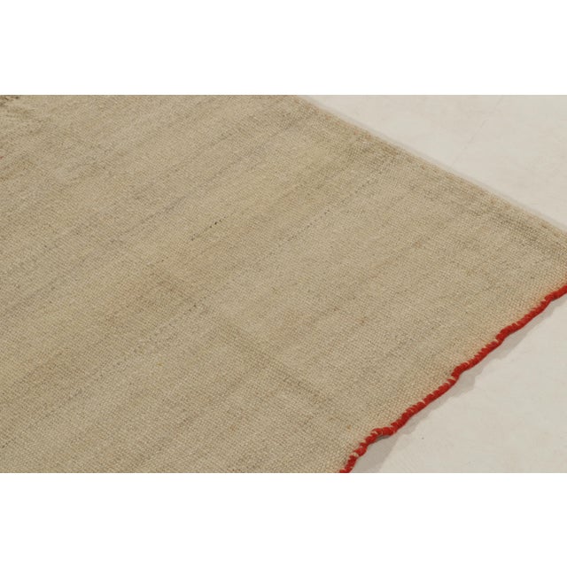 1950s Vintage Plain Kilim in Beige-Brown Striations, Solid Hues For Sale - Image 5 of 7