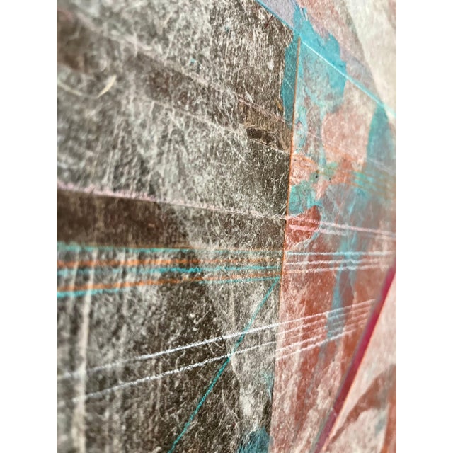 Abstract Robert Kelly, 1985 Abstract Geometric Monoprint Painting Chine Colle Collage Robert Kelly, 1985 For Sale - Image 3 of 5