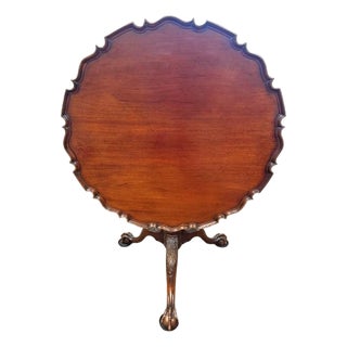 Mid 20th Century Beautiful Mahogany Philadelphia Chippendale Style Dish Top Birdcage Tilt Table For Sale