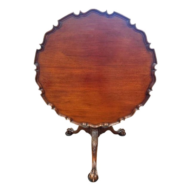 Mid 20th Century Beautiful Mahogany Philadelphia Chippendale Style Dish Top Birdcage Tilt Table For Sale