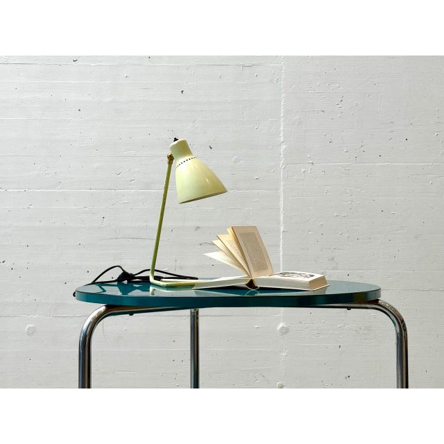 Bauhaus Loop Table with Petrol-Colored Resopal Coating, 1960s For Sale - Image 10 of 17