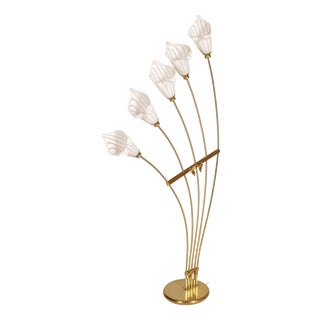 Monza Brass Floor Lamp with Murano Glass Shades by Angelo Lelli attributed Arredoluce, Italy, 1950s For Sale