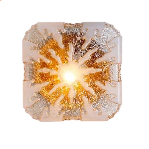 Textured Clear Glass and Pâte De Verre Flush Mount, Germany, 1960s For Sale