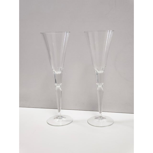 Vintage Transparent Crystal Flutes from Baccarat, 1930s, Set of 2 For Sale - Image 10 of 10