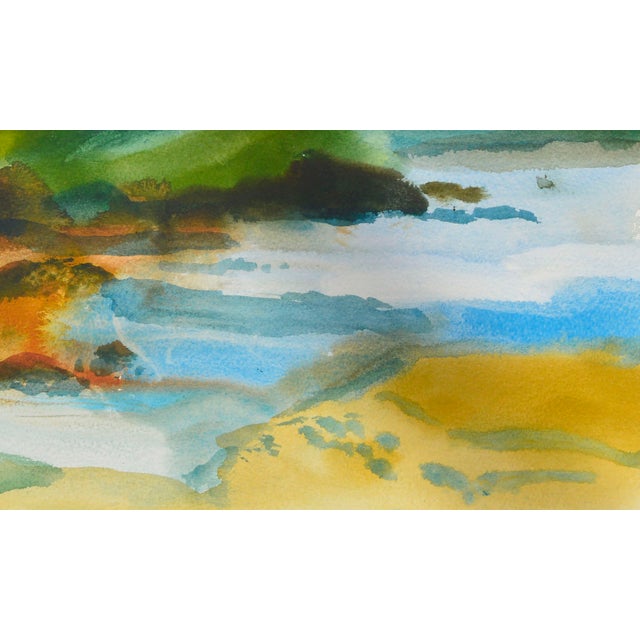 Lake & Mountains Watercolor Landscape by Les Anderson For Sale - Image 4 of 6