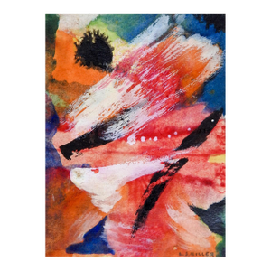 Small Mid 20th Century Pink White Orange Abstract Painting