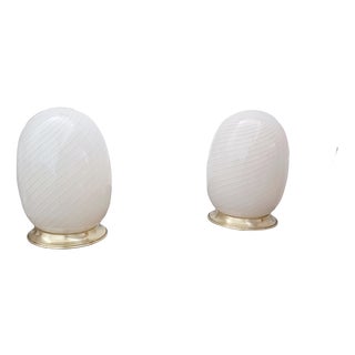 Murano Glass Egg Lamps, 1970s, Set of 2 For Sale