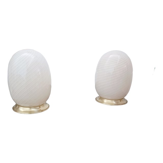 Murano Glass Egg Lamps, 1970s, Set of 2 For Sale
