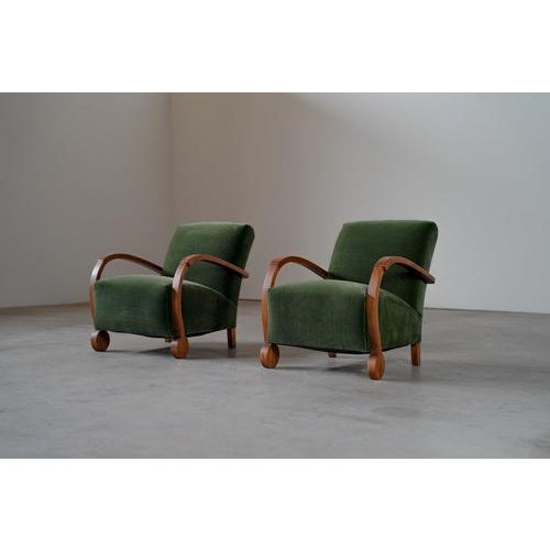 Green Lounge Chairs in Green Mohair, 1930s, Set of 2 For Sale - Image 8 of 12