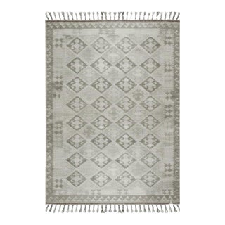 12x15 Gray Hand-Knotted Wool Diamond Repeat Geometric Modern Carpet Rug For Sale