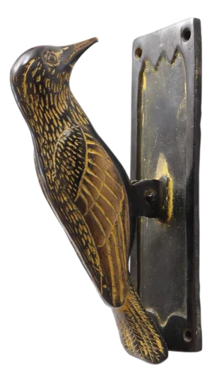 Green Brass Woodpecker Door Knocker