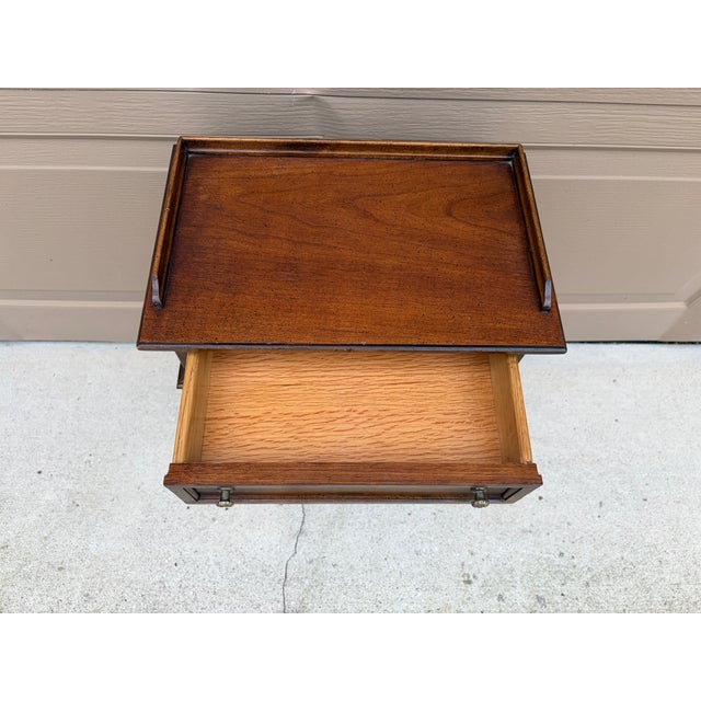 Mid-20th Century Brandt Walnut Faux Bamboo Side Table With Drawer & Magazine Rack For Sale - Image 10 of 17