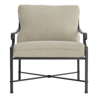 Brown Jordan Venetian Lounge Chair, Textured Pewter frame with Fusion Meadow fabric For Sale