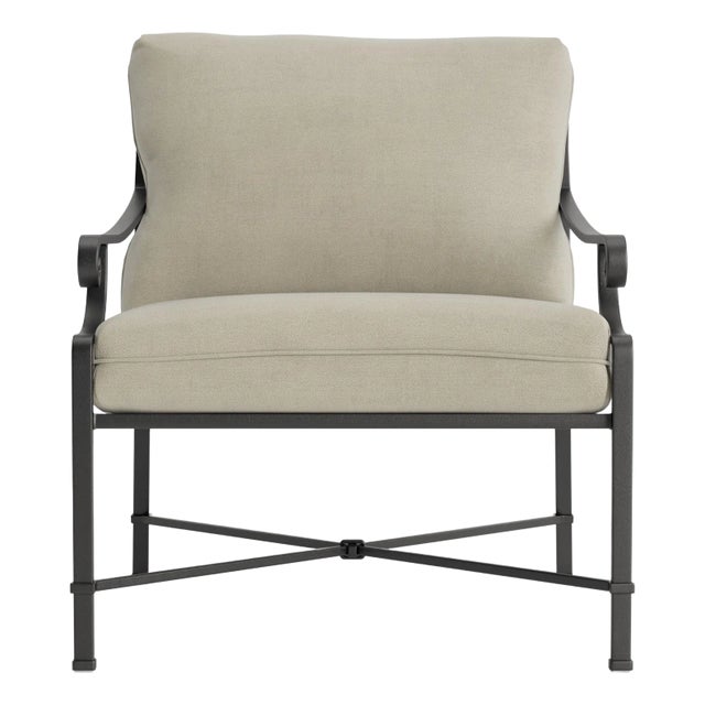 Brown Jordan Venetian Lounge Chair, Textured Pewter frame with Fusion Meadow fabric For Sale