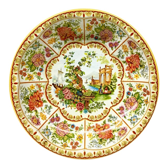 1971 Daher Victorian Scene Toleware Bowl For Sale