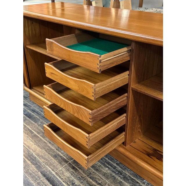 Mid 20th Century Danish Modern Teak Credenza by Dyrlund With Tambour Doors For Sale - Image 9 of 17
