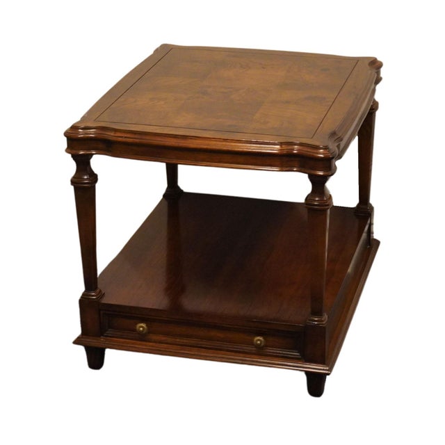 Traditional Ethan Allen Collectors Classics 22" Pecan Rectangular Accent End Table W. Olive Ash Burl Veneer 13-8512 For Sale - Image 3 of 13