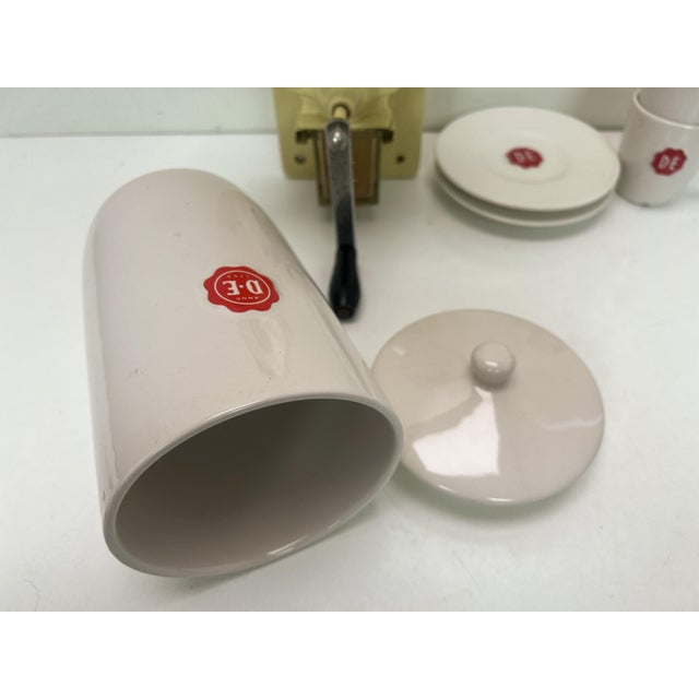 Dutch Wall Coffee Grinder with Cups and Container, 1950s, Set of 6 For Sale - Image 6 of 11